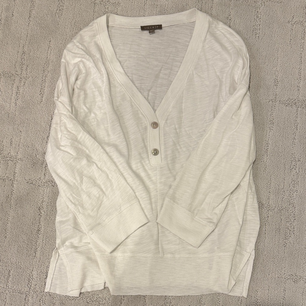 Lilla P Classic White Knit Top